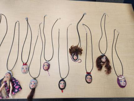 Finished cameo doll head necklaces