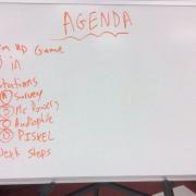 The agenda for a typical day working on the game. 
