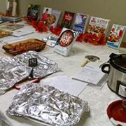 Many attendees brought a dish to the potluck that was featured in one of the library's cookbooks. 