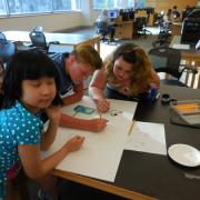 Teens working on electric paint project