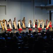 Harpists on stage