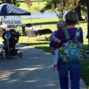 Woman and baby at Story Walk event