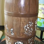 Wooden Barrel w/White Flowers: EVPL and Youth Care Center, 2014 (coordinated by Michael Cherry and Charles Sutton, Library Experience Manager)