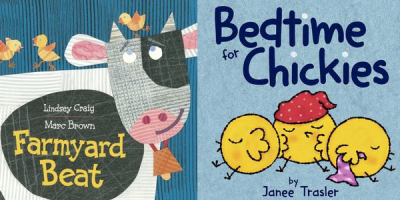 Farmyard Beat and Bedtime for Chickies book covers
