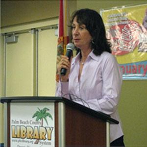 Author Joy Fielding speaks at Palm Beach County Library System’s Writers LIVE! series.