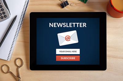 Email newsletter icon on a tablet