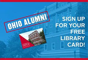 Ad for Ohio alumni to get a library card