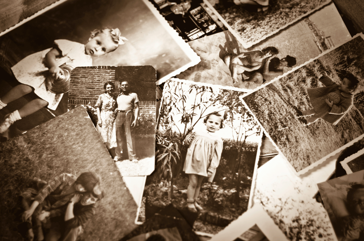 Black-and-white family photos