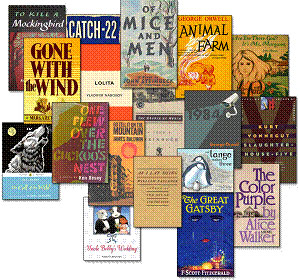 Covers of banned books.