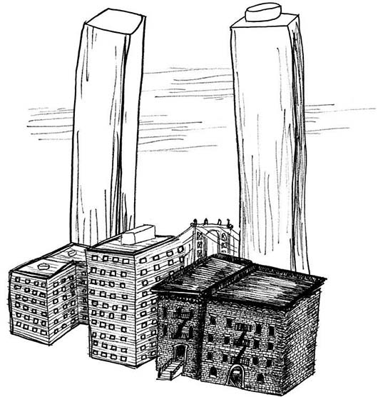 graphic sketch of buildings