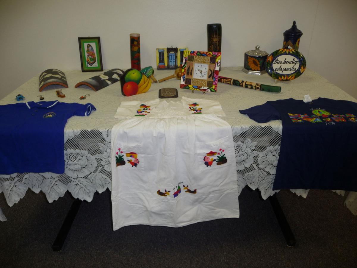 A resident from El Salvador brought clothing and cultural items to display.
