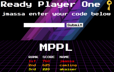 Ready Player One: jmassa enter your code below