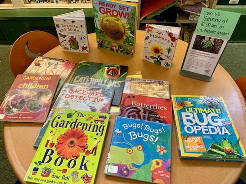 A book display at the Gardening for Kids program