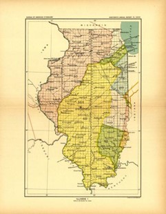 Image of an old map of the state of Illinois