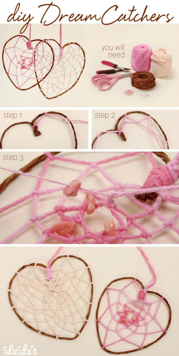 Pink Heart Love Shaped Dream Catcher 