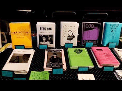 Collection of zines on a table