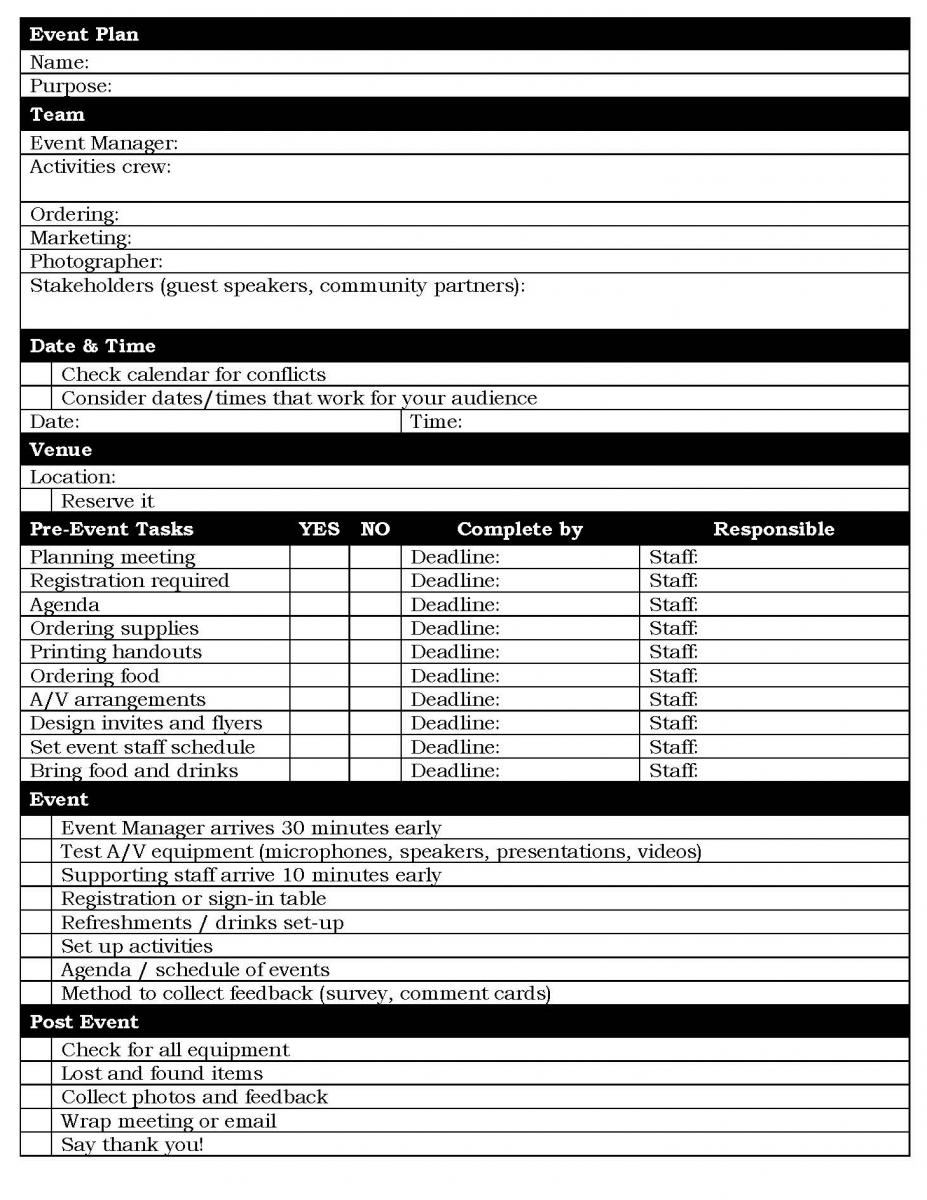 Event Planning Checklist Forms And Templates Fillable Amp Printable