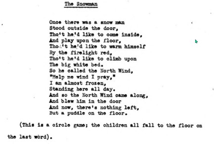 The Snowman Poem from Hilda Polacheck, 1939