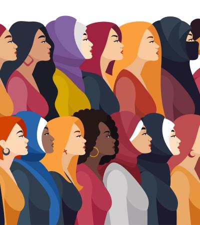 illustration of a group of proud multi-ethnic women
