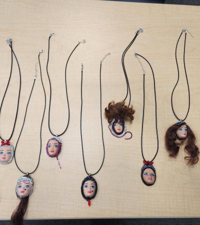 Finished cameo doll head necklaces