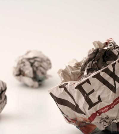 Balled-up newspaper ready for the trash can