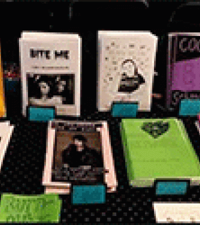 Collection of zines on a table