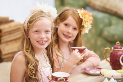 a tea party for two little princesses