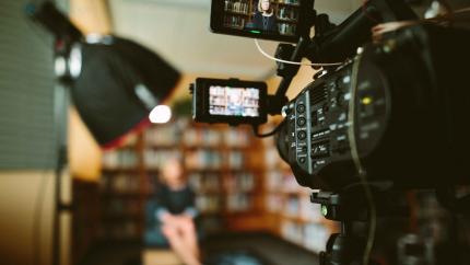 Filming in the library