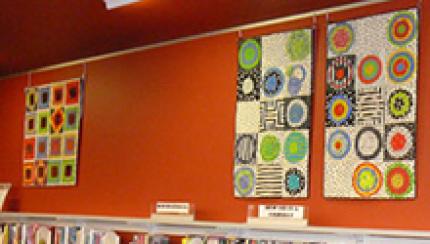 Fabric art by Joan Zieger at Madison (Wisc.) Public Library’s Sequoya Branch.