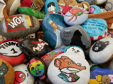 Completed rocks for the Reading Rocks program Completed rocks for the Reading Rocks program
