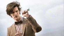 The Eleventh Doctor (Matt Smith) holds the sonic screwdriver. (Image courtesy of the BBC.)