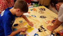 Creating street art using stencils and paint 