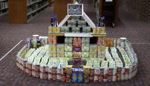 Can-Unity Model of building, made from canned and non-perishable foods