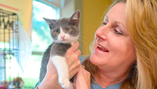 Patron with kitten Patron with kitten