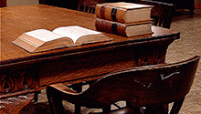 Desk with open book Desk with open book