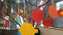 Paper leaves hang from the Poet-tree Paper leaves hang from the Poet-tree