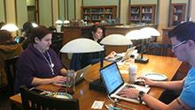 Students use library resources and Special Collections materials to edit Wikipedia entries.
