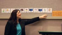 Librarian Tricia Twarogowski presenting Sensory-Friendly Storytime