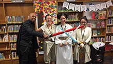 Star Wars Spelling Bee Library workers dressed up in Star Wars themed costumes