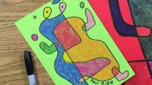 Creative Engagement with Youth Continuous Line Monster art project