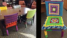 Yarn-bombing chairs Yarn-bombing chairs