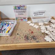 Photograph of the coloring table