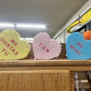 Three finished love heart Pinatas