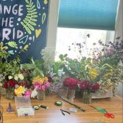 Table of floral supplies