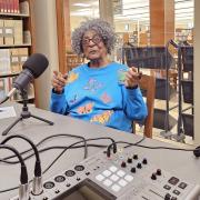 Photograph of a person being interviewed