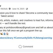 Screenshot of a Facebook post advertising the Teach Your Talent series