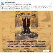 Screenshot of a Facebook post advertising Frontier Day Cyber Security Open House