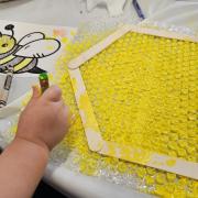 A honeycomb craft in process