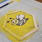 A honeycomb craft in process