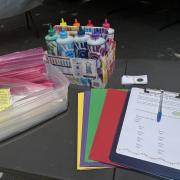 Tie dye supplies on table